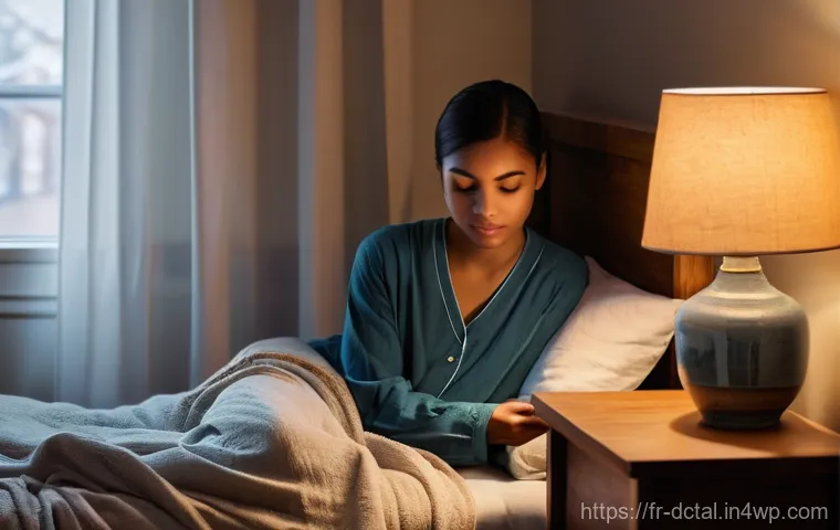 건강한 소셜 미디어 사용법 - **Prompt 1: Mindful Disconnection at Dusk**
"A cozy, warm-lit bedroom at dusk. A young woman, dr...