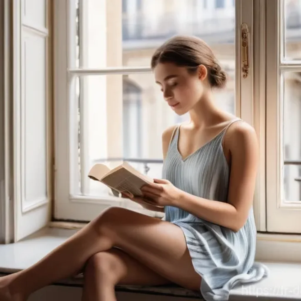 디지털 디톡스의 실제 효과와 사례 - **Prompt:** A young woman in her mid-20s sits peacefully on a sun-drenched window seat in a beautifu...