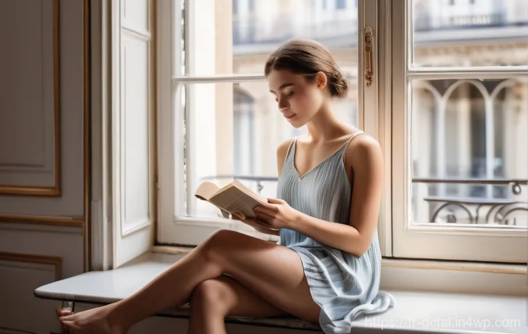 디지털 디톡스의 실제 효과와 사례 - **Prompt:** A young woman in her mid-20s sits peacefully on a sun-drenched window seat in a beautifu...